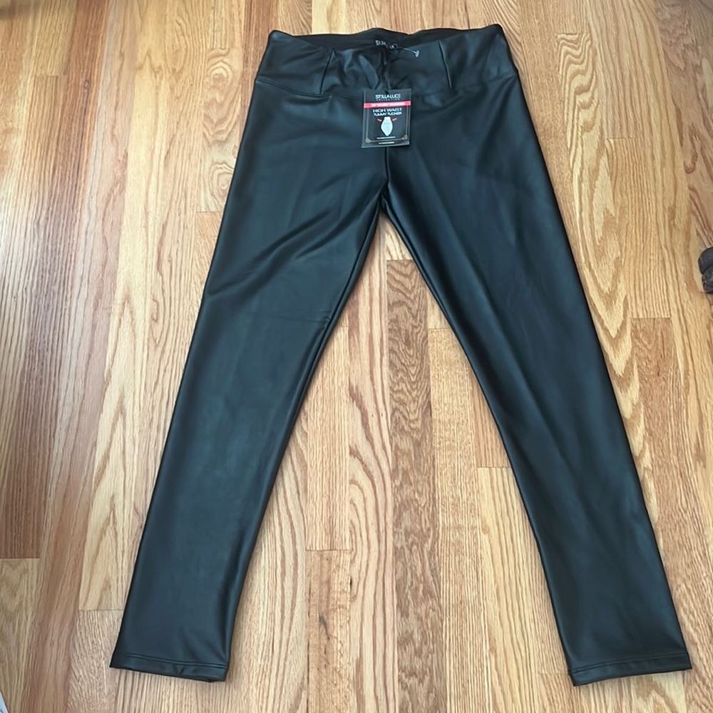 Faux leather tummy tucker pants
